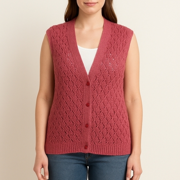 Jackets & Blazers - Handmade Button Front Open Knit Vest